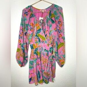 Banjanan dress mini NWT sz M pink floral wrap